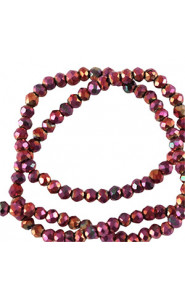 Faceted glass beads 2mm round Multicolour red ab coating